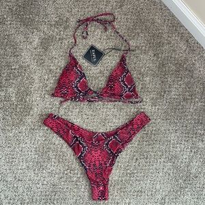 NWT ZAFUL Red/black snakeskin large cheeky Bikini